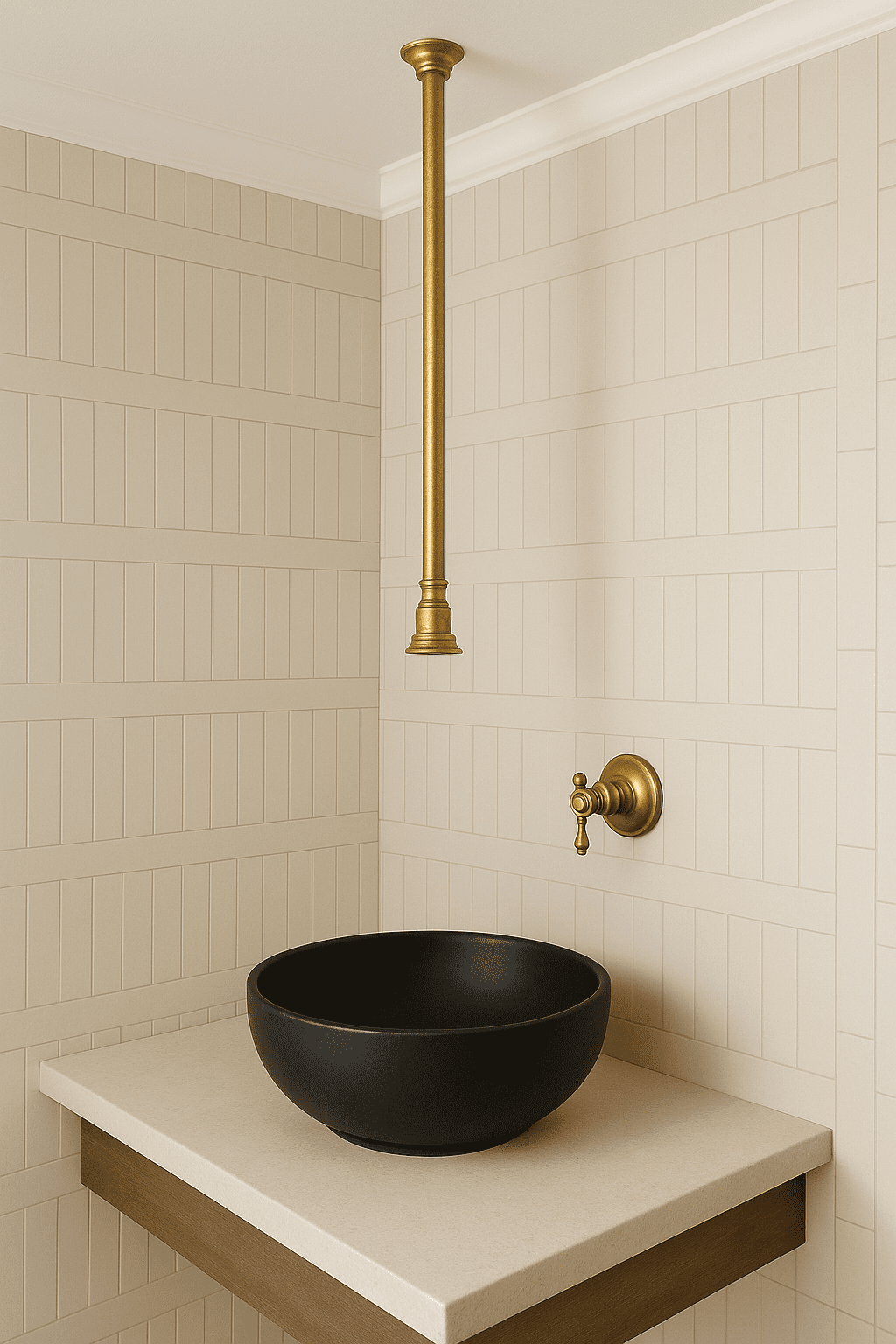 Grifería para lavamanos suspendida desde el techo