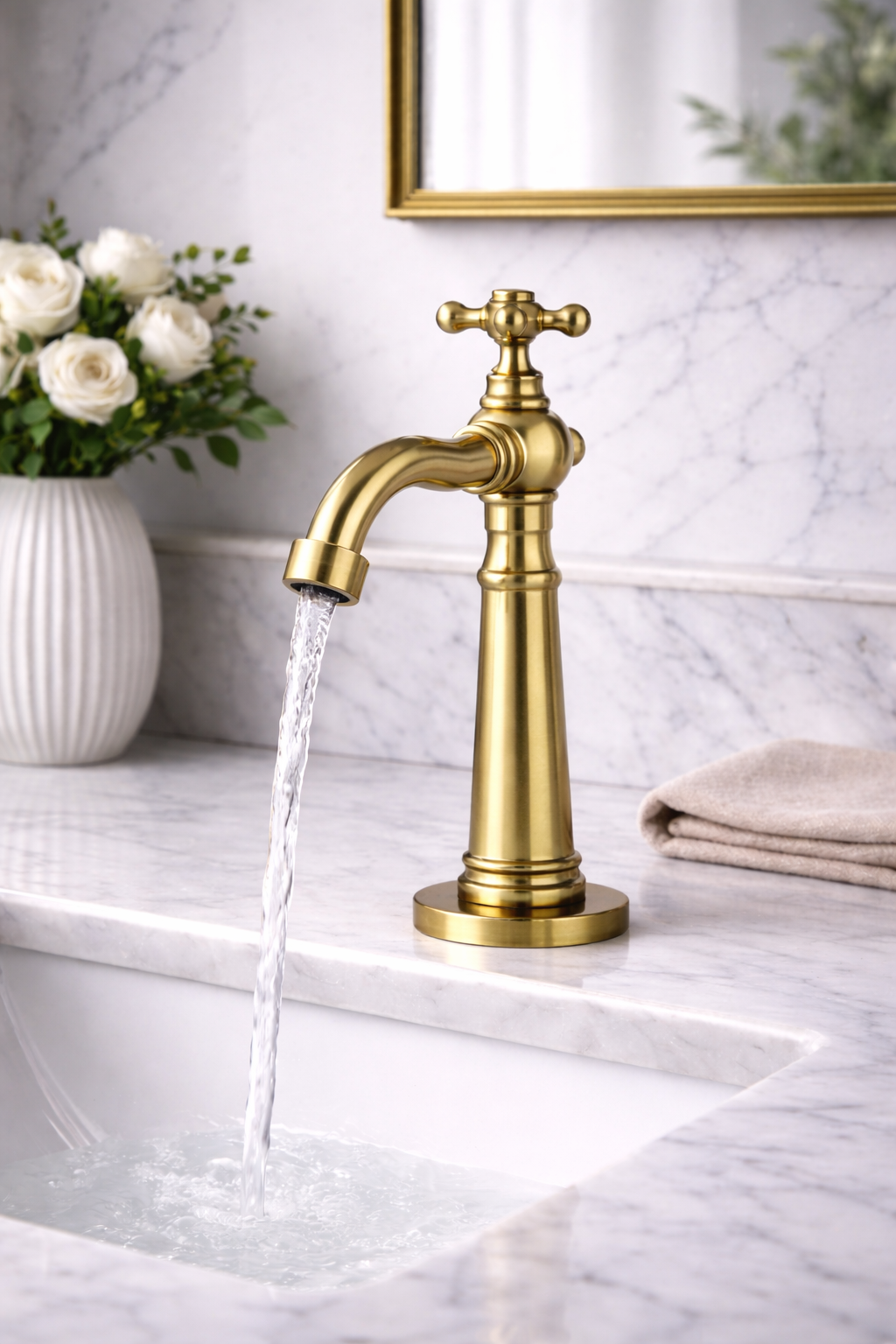 Llave de agua fría estilo victoriano para lavamanos en bronce