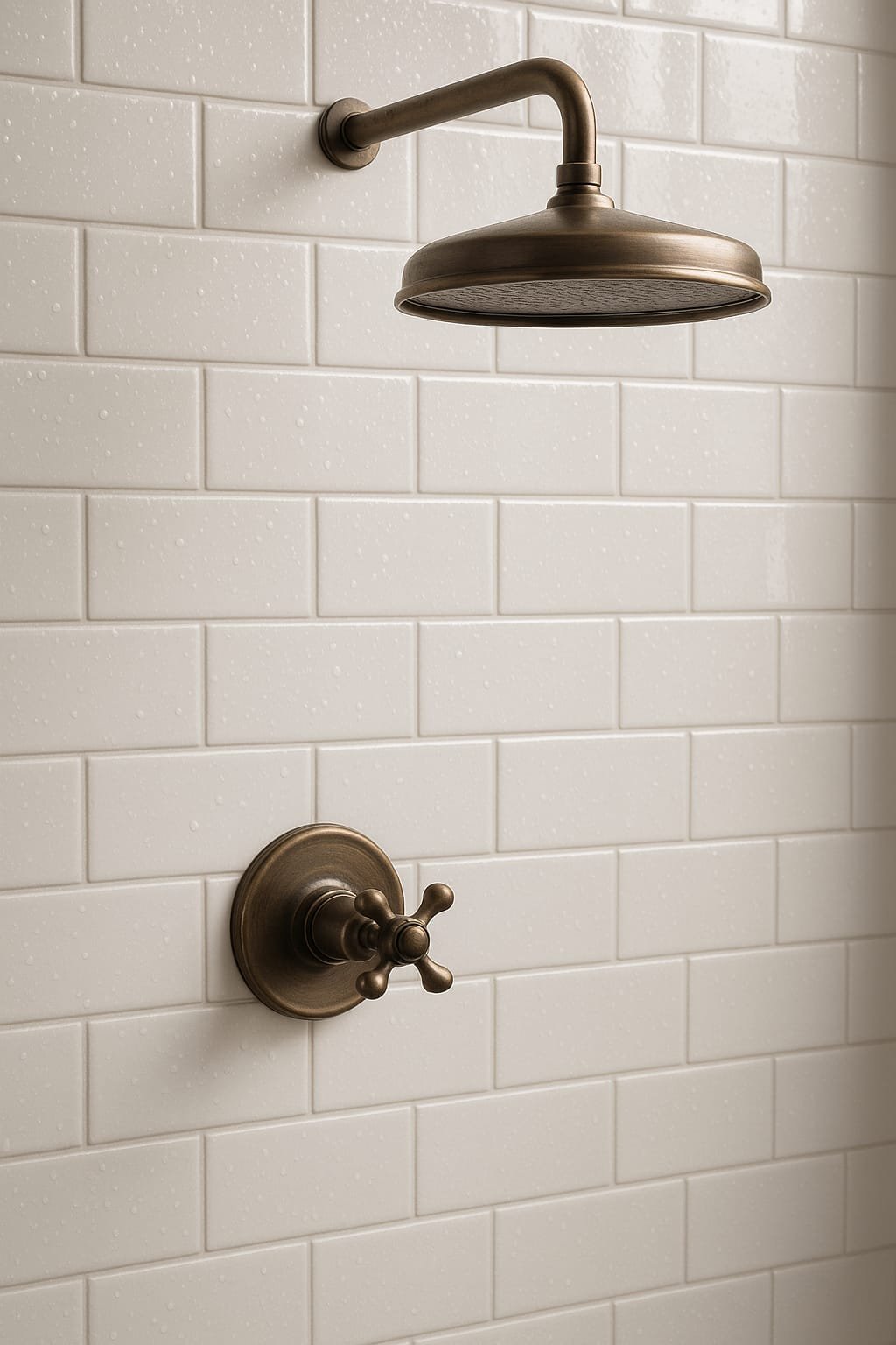 Ducha de agua fría en bronce para baño social Sinú Design