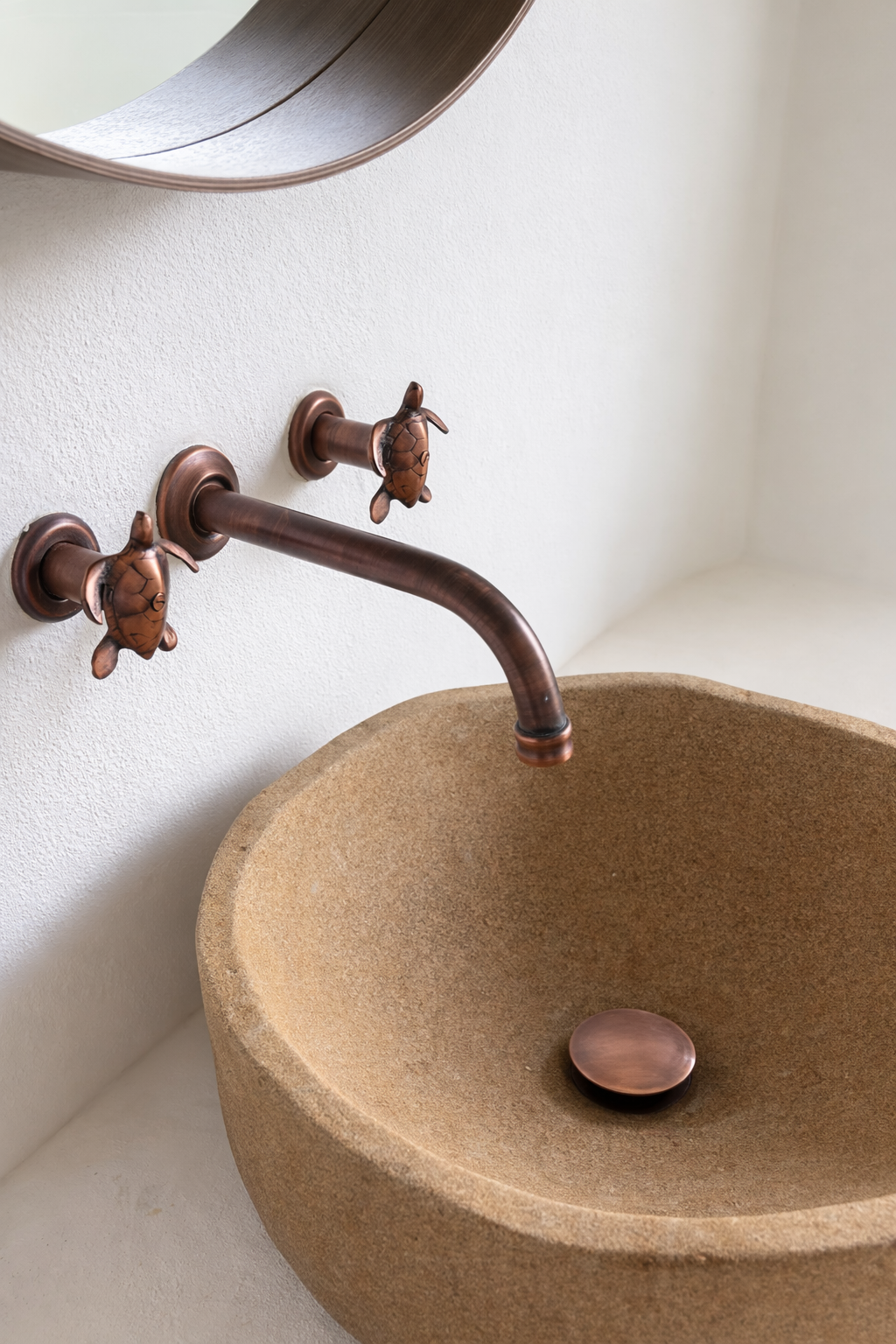 Mezclador 8 pulgadas de pared industrial en bronce para lavamanos o lavaplatos