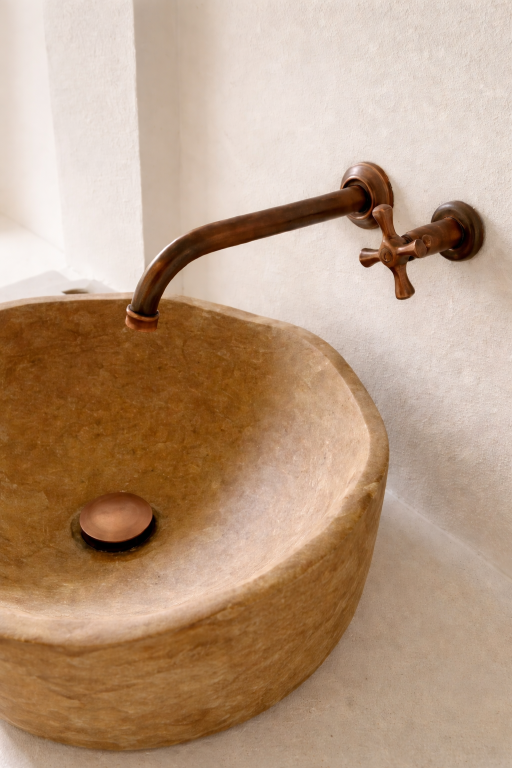 Llave de agua fría de pared rústica en bronce envejecido para lavadero