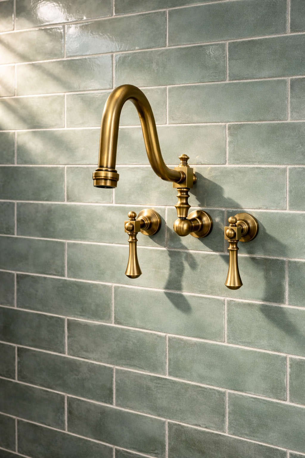 Mezclador 8 pulgadas de pared victoriano en bronce con manijas en cruz