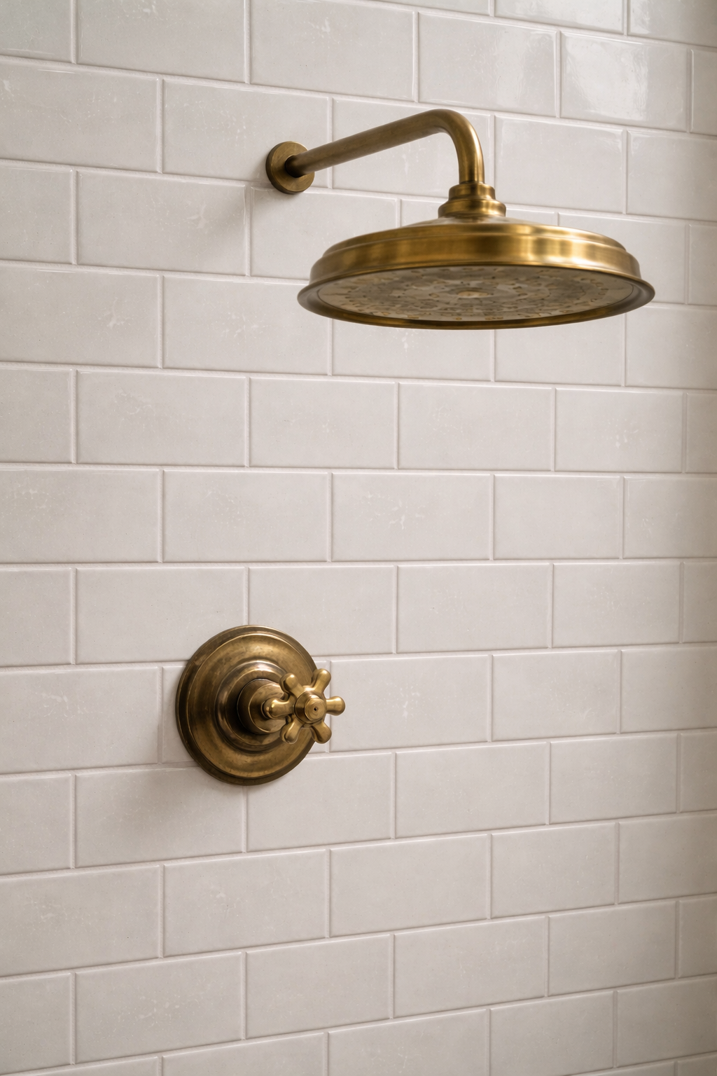 Ducha de agua fría en bronce para baño social Sinú Design