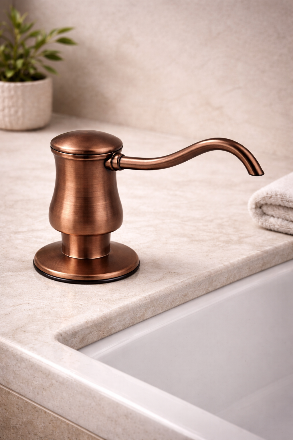 Dispensador de jabón hojas en bronce Sinú Design