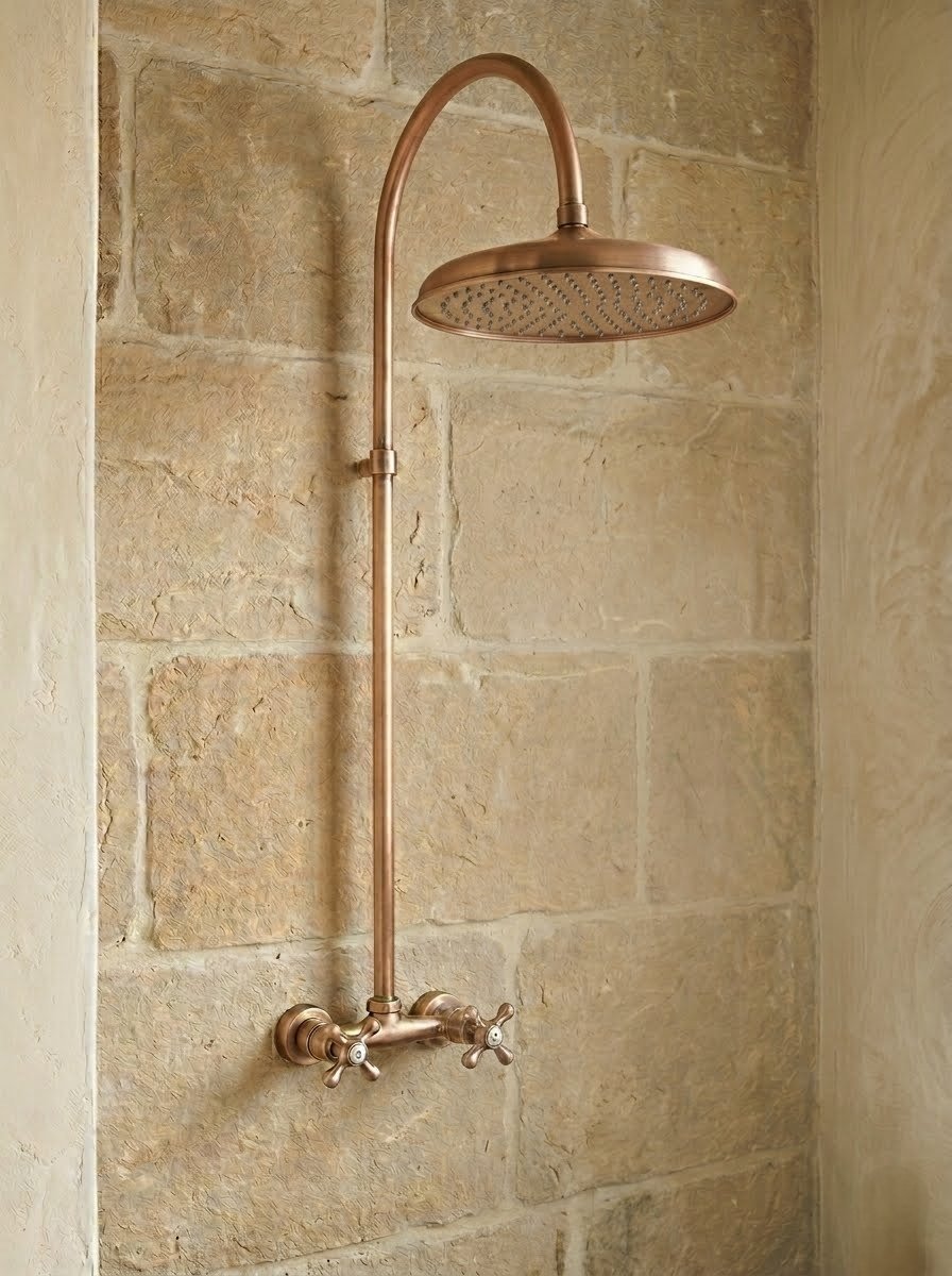 Ducha industrial negro sobre bronce Sinú Design