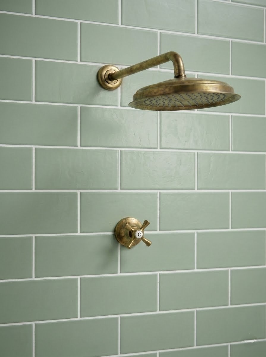 Ducha de agua fría en bronce para baño social Sinú Design