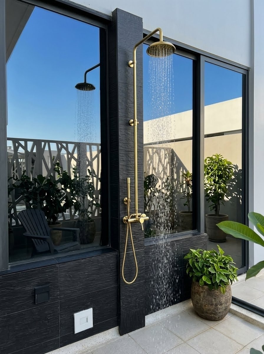 Ducha monocontrol en bronce minimalista Sinú Design