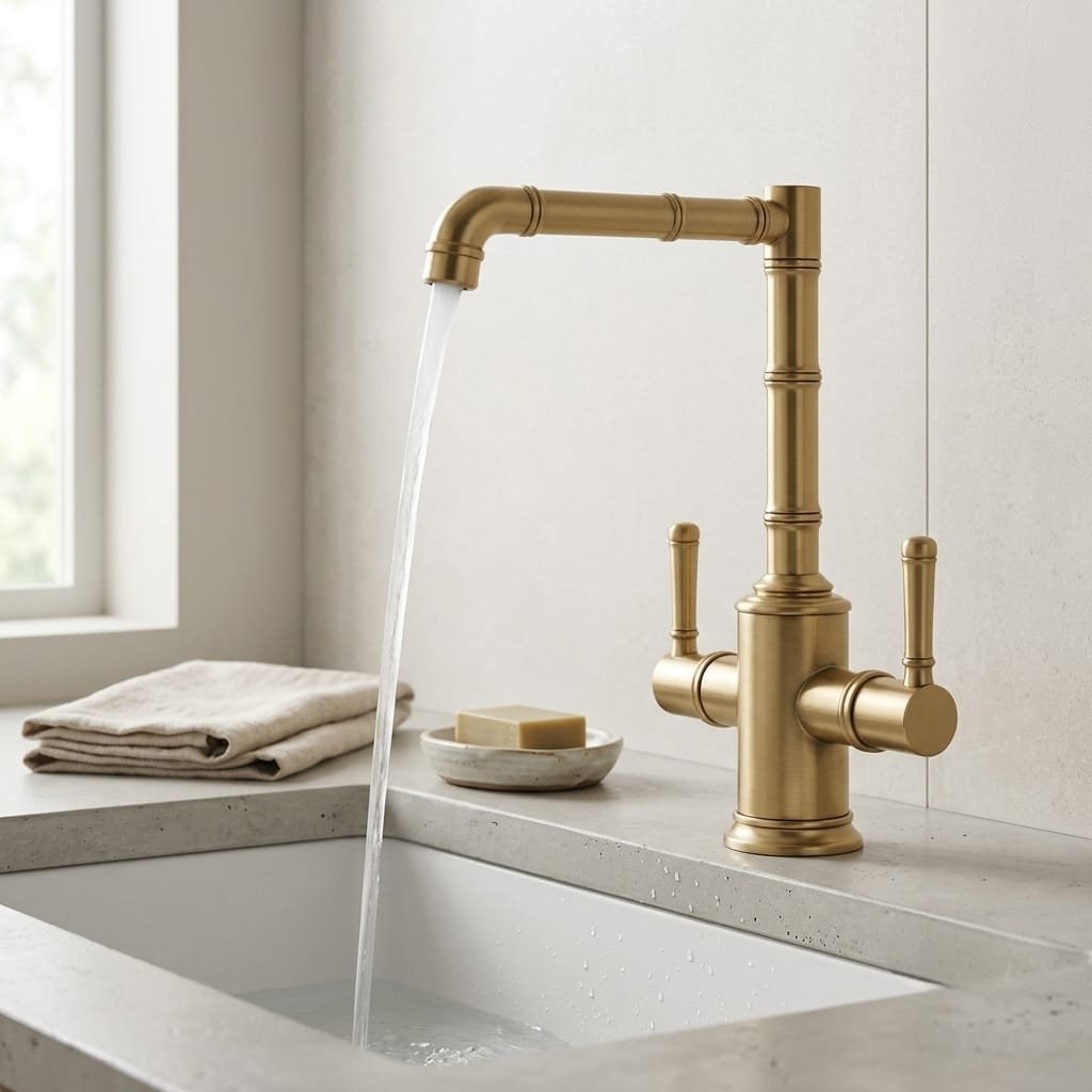 Grifería monoblock estilo bambú en bronce