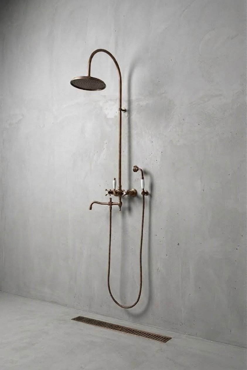 Ducha de tres vías en bronce Sinú Design